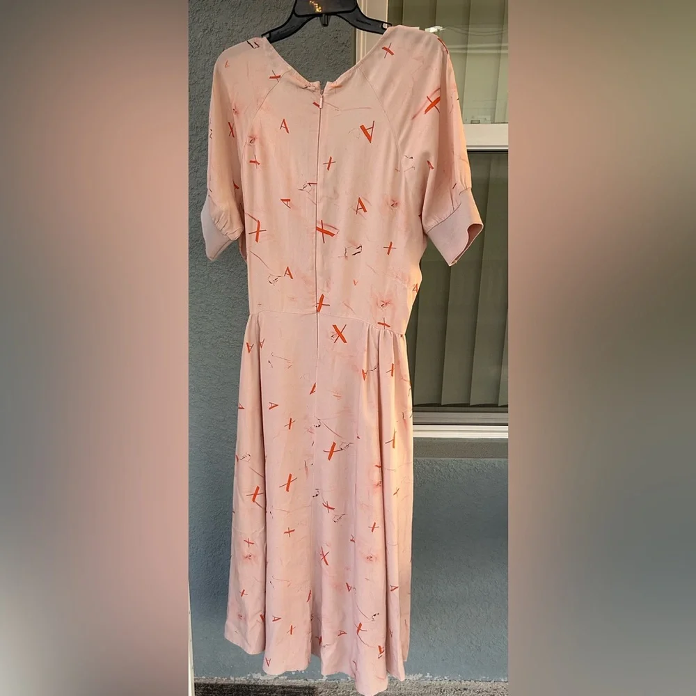 Armani Exchange Logo Deep V Neckline A-line Midi Dress Size 12 - Picture 4 of 6